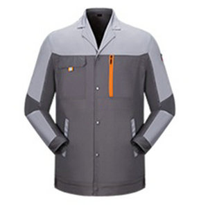 夏季長(zhǎng)袖工作服深灰拼淺灰